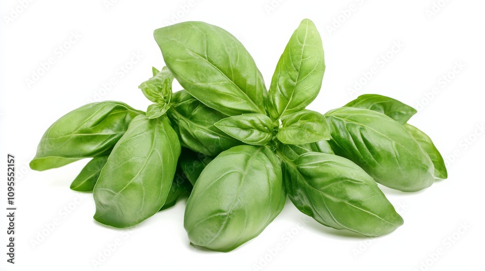 A fresh bunch of basil leaves with their vibrant green color and smooth texture, Each leaf’s bright green color and subtle imperfections captured with precision A fresh bunch of basil leaves with their vibrant green color and smooth texture, Each leaf’s bright green color and subtle imperfections captured with precision