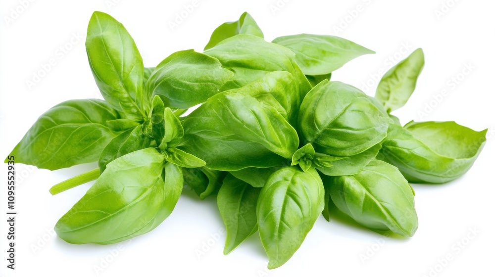 A fresh bunch of basil with its vibrant green leaves and aromatic scent, Each leaf’s bright color and subtle imperfections captured with precision A fresh bunch of basil with its vibrant green leaves and aromatic scent, Each leaf’s bright color and subtle imperfections captured with precision