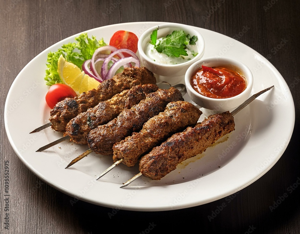 Seekh Kabab in white plate Seekh Kabab in white plate