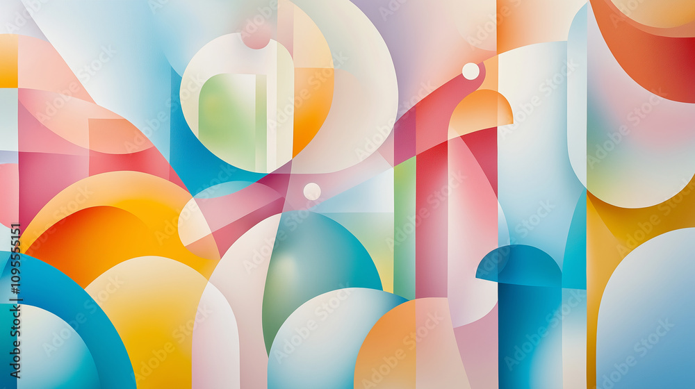 A vibrant and surreal dreamscape featuring geometric shapes and ethereal forms A vibrant and surreal dreamscape featuring geometric shapes and ethereal forms