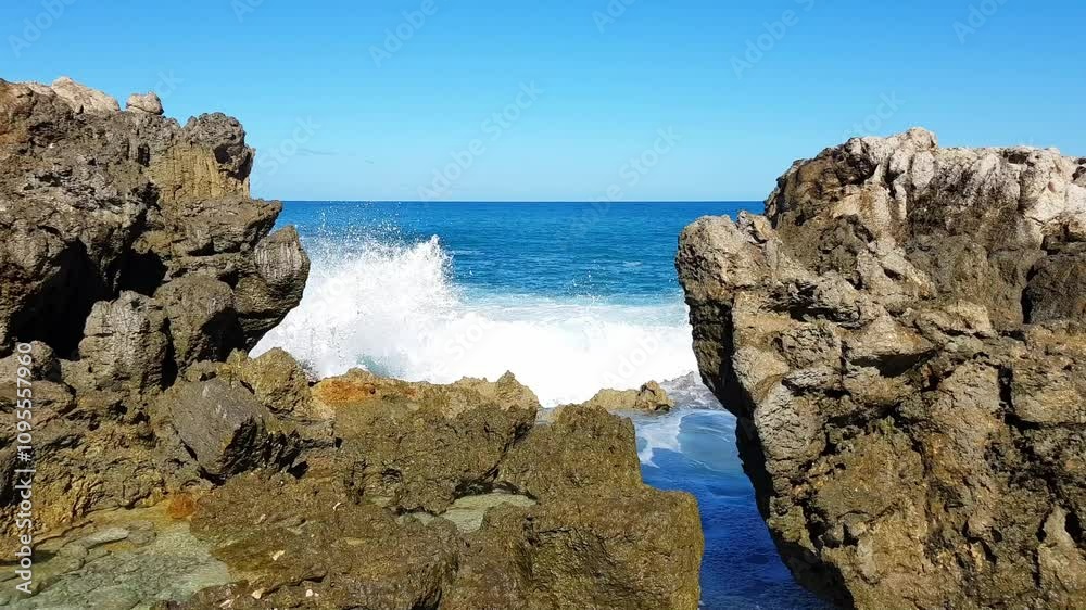 This video reveals the oceans beauty with waves crashing on cliffs This video reveals the oceans beauty with waves crashing on cliffs