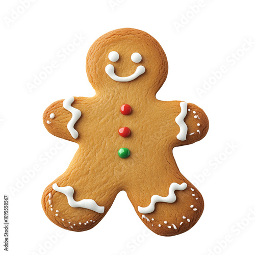 Gingerbread cookie doll, isolated background