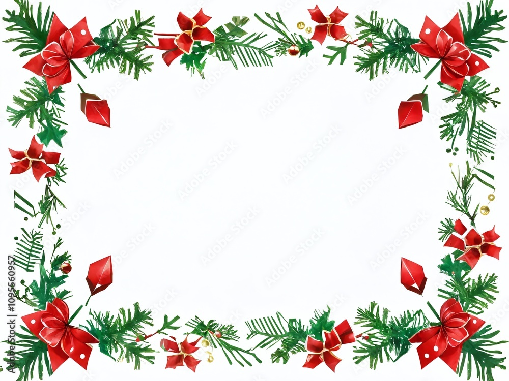 Festive holiday wreath with red flowers and greenery perfect for decoration. Christmas and New Year Festive holiday wreath with red flowers and greenery perfect for decoration. Christmas and New Year