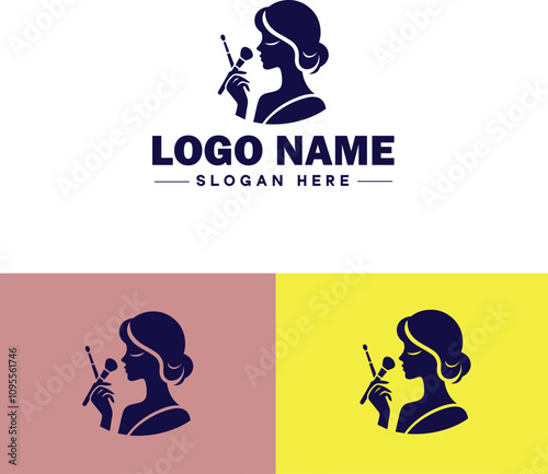 Makeup Artist icon Cosmetician Beauty therapist Makeup stylist flat logo sign symbol editable vector