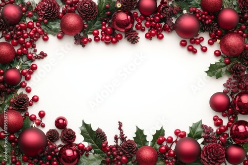 Christmas Decoration Frame on White Background