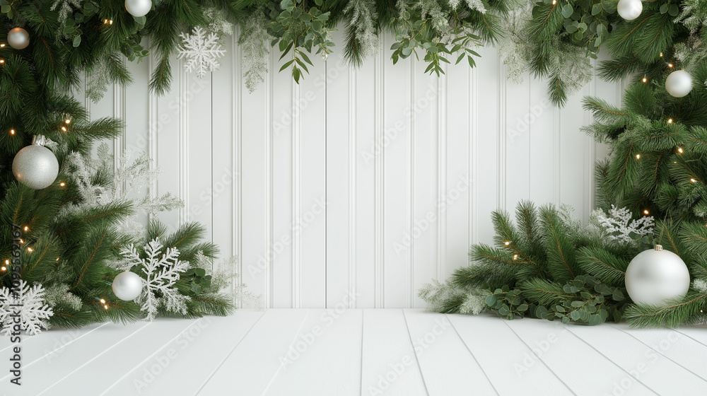 Fototapeta premium Beautiful winter Christmas backdrops, New Year snowy background
