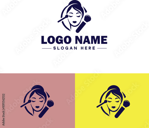 Makeup Artist icon Cosmetician Beauty therapist Makeup stylist flat logo sign symbol editable vector