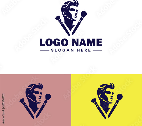 Makeup Artist icon Cosmetician Beauty therapist Makeup stylist flat logo sign symbol editable vector