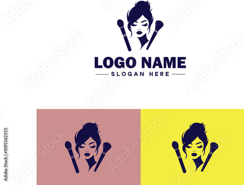 Makeup Artist icon Cosmetician Beauty therapist Makeup stylist flat logo sign symbol editable vector