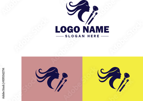 Makeup Artist icon Cosmetician Beauty therapist Makeup stylist flat logo sign symbol editable vector