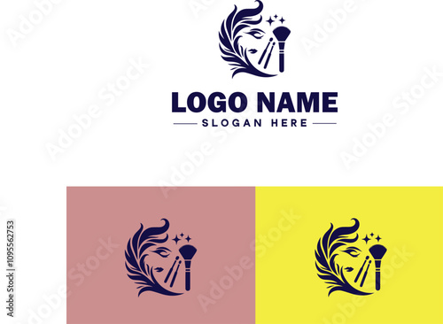 Makeup Artist icon Cosmetician Beauty therapist Makeup stylist flat logo sign symbol editable vector