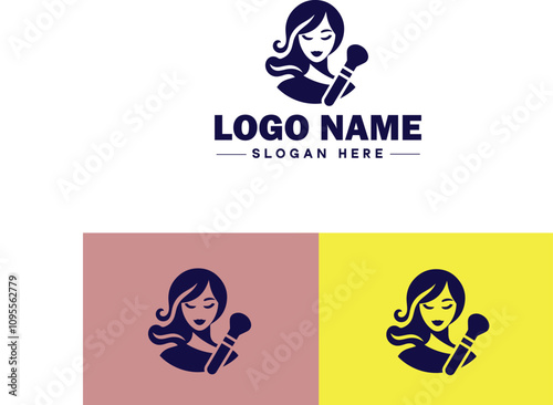 Makeup Artist icon Cosmetician Beauty therapist Makeup stylist flat logo sign symbol editable vector