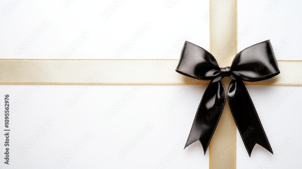 Fototapeta premium Bow tie ribbon for holiday shopping season gift wrapping.