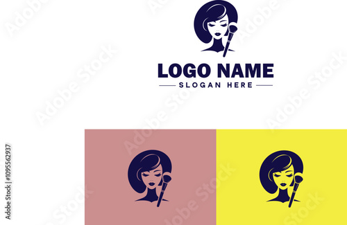 Makeup Artist icon Cosmetician Beauty therapist Makeup stylist flat logo sign symbol editable vector