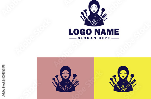 Makeup Artist icon Cosmetician Beauty therapist Makeup stylist flat logo sign symbol editable vector