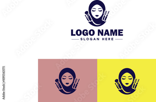 Makeup Artist icon Cosmetician Beauty therapist Makeup stylist flat logo sign symbol editable vector