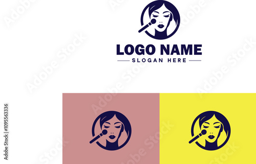 Makeup Artist icon Cosmetician Beauty therapist Makeup stylist flat logo sign symbol editable vector