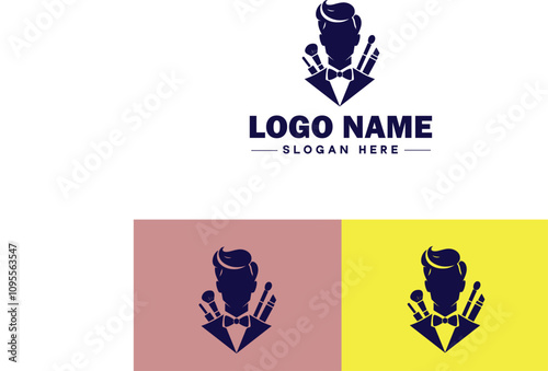 Makeup Artist icon Cosmetician Beauty therapist Makeup stylist flat logo sign symbol editable vector