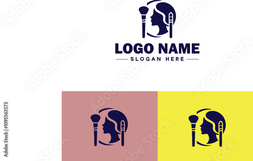 Makeup Artist icon Cosmetician Beauty therapist Makeup stylist flat logo sign symbol editable vector