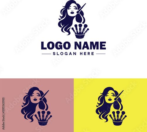 Makeup Artist icon Cosmetician Beauty therapist Makeup stylist flat logo sign symbol editable vector