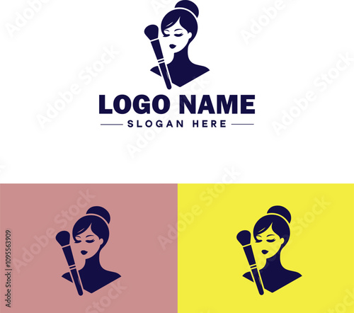 Makeup Artist icon Cosmetician Beauty therapist Makeup stylist flat logo sign symbol editable vector