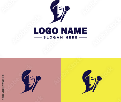 Makeup Artist icon Cosmetician Beauty therapist Makeup stylist flat logo sign symbol editable vector