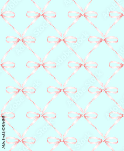 Watercolor bow seamless pat...