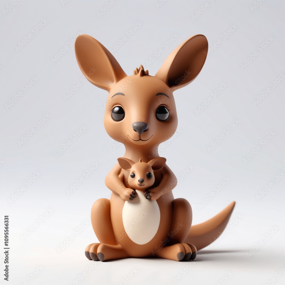 Cute Kangaroo Mom and Joey 3D Render Australian Wildlife Motherhood Cute Kangaroo Mom and Joey 3D Render Australian Wildlife Motherhood