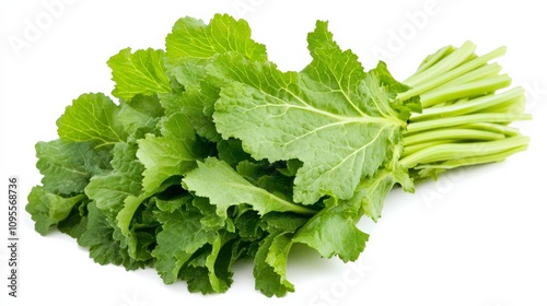 A fresh bunch of mustard greens with its vibrant green leaves and peppery taste, Each leaf’s bright color and subtle imperfections captured with precision