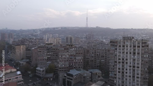 This panoramic view highlights Yerevans vibrant cityscape and its iconic TV tower in the skyline photo