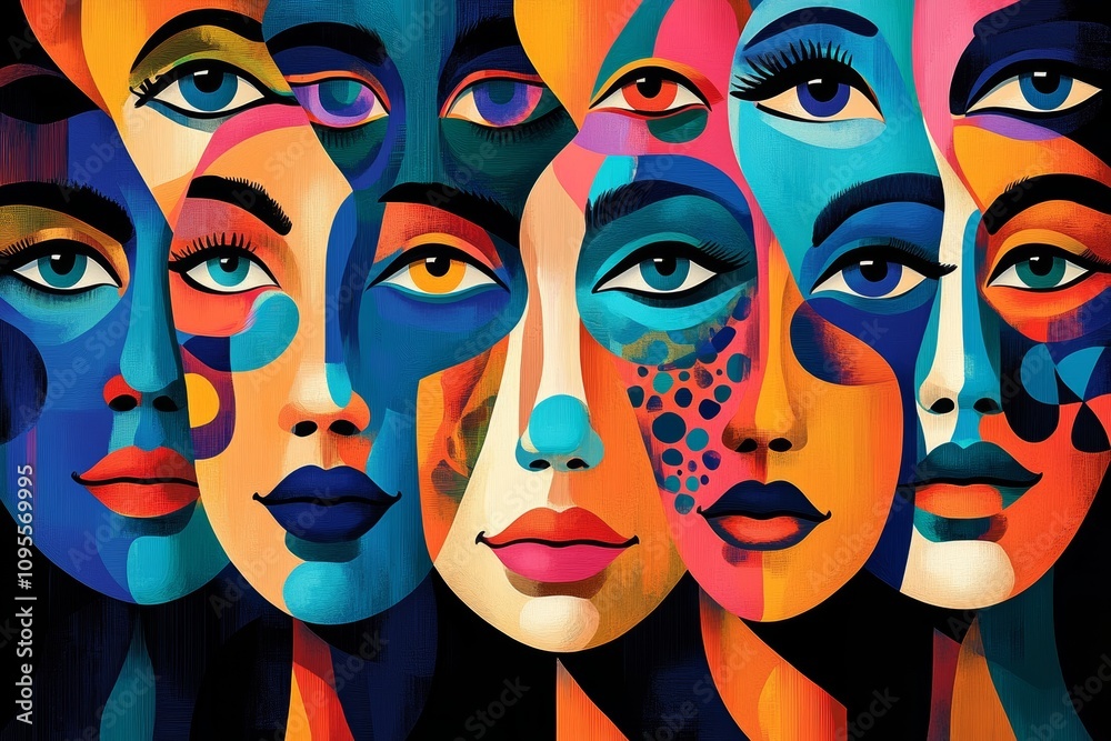 Vibrant Abstract Faces Collage Colorful Diversity and Identity Artwork Vibrant Abstract Faces Collage Colorful Diversity and Identity Artwork