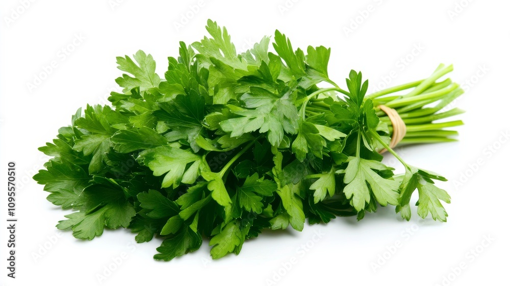 A fresh bunch of parsley with its vibrant green leaves and fresh aroma, Each leaf’s bright color and subtle imperfections captured with precision A fresh bunch of parsley with its vibrant green leaves and fresh aroma, Each leaf’s bright color and subtle imperfections captured with precision