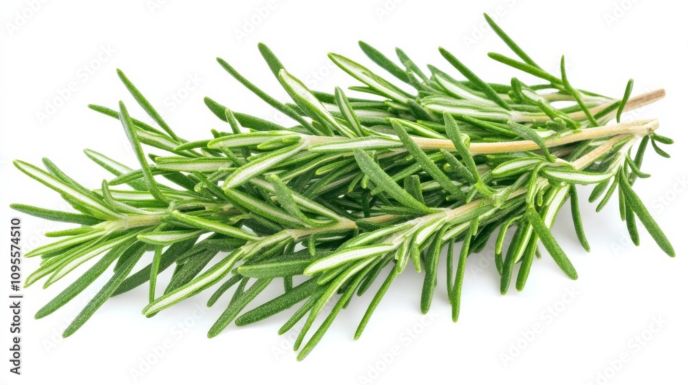 A fresh bunch of rosemary sprigs with their vibrant green needles and woody stems, Each sprig’s bright green color and subtle imperfections captured with precision A fresh bunch of rosemary sprigs with their vibrant green needles and woody stems, Each sprig’s bright green color and subtle imperfections captured with precision