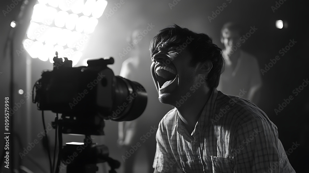 Director yelling ��cut�� while laughing at an unexpected blooper1 Director yelling ��cut�� while laughing at an unexpected blooper1