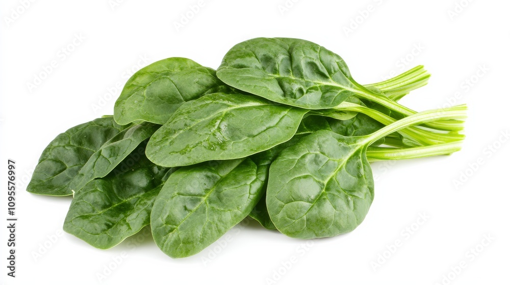 A fresh bunch of spinach leaves with their vibrant green color and smooth texture, Each leaf’s bright green color and subtle imperfections captured with precision A fresh bunch of spinach leaves with their vibrant green color and smooth texture, Each leaf’s bright green color and subtle imperfections captured with precision