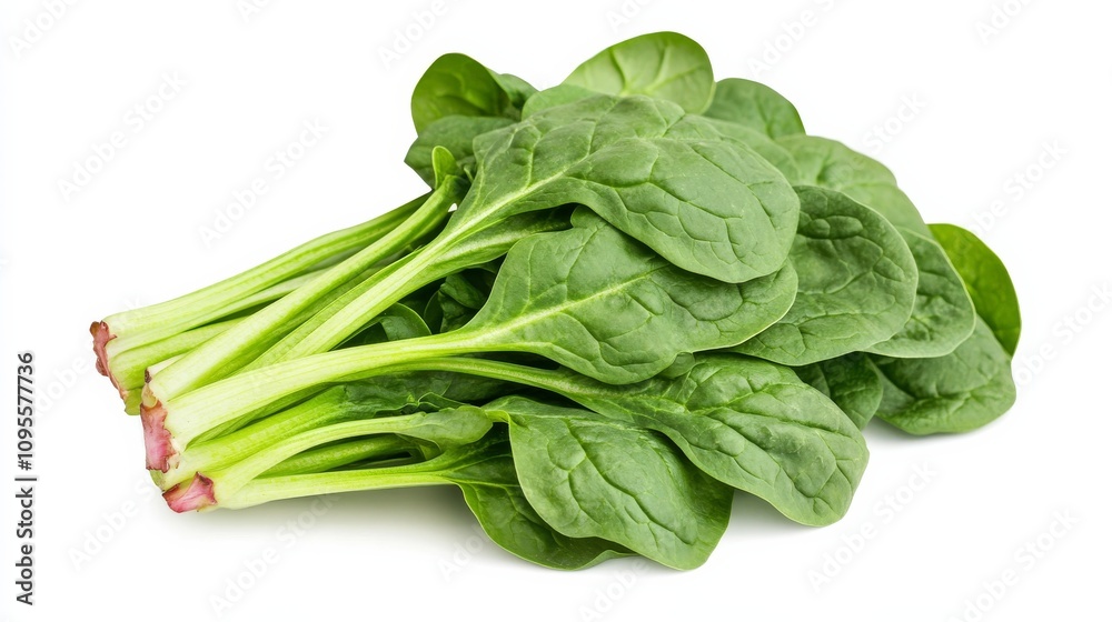 A fresh bunch of spinach with its vibrant green leaves and tender texture, Each leaf’s bright color and subtle imperfections captured with precision A fresh bunch of spinach with its vibrant green leaves and tender texture, Each leaf’s bright color and subtle imperfections captured with precision