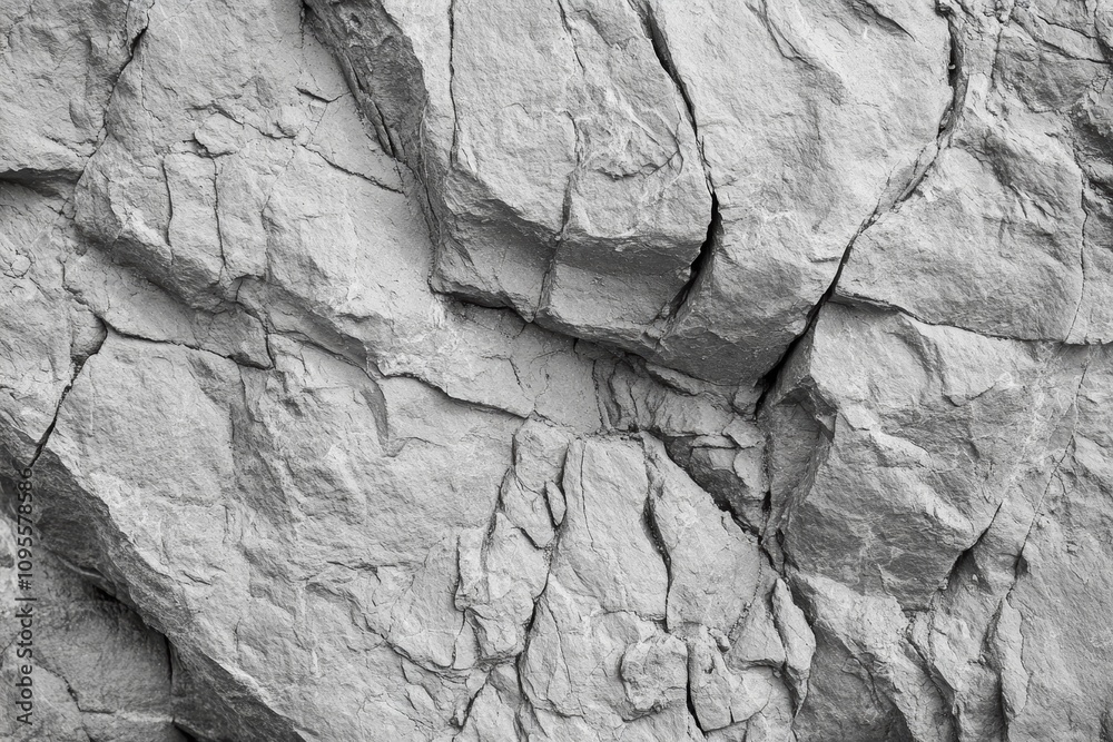 Close-up Black and White Rock Texture Cracked Layered Surface with Grey Stone Background Close-up Black and White Rock Texture Cracked Layered Surface with Grey Stone Background