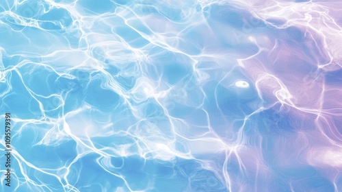 The image is of a body of water with a blue and pink hue