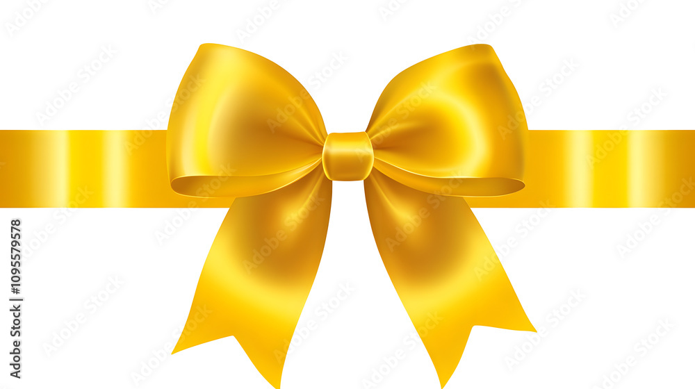 yellow gift bow with smooth ribbons, isolated on white background. PNG transparent. yellow gift bow with smooth ribbons, isolated on white background. PNG transparent.