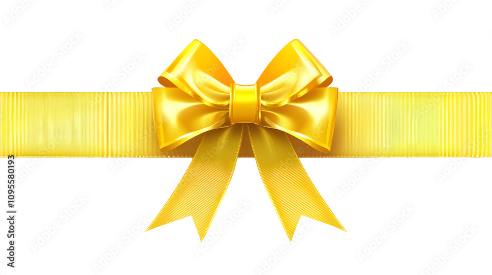 yellow gift bow with smooth ribbons, isolated on white background. PNG transparent. yellow gift bow with smooth ribbons, isolated on white background. PNG transparent.