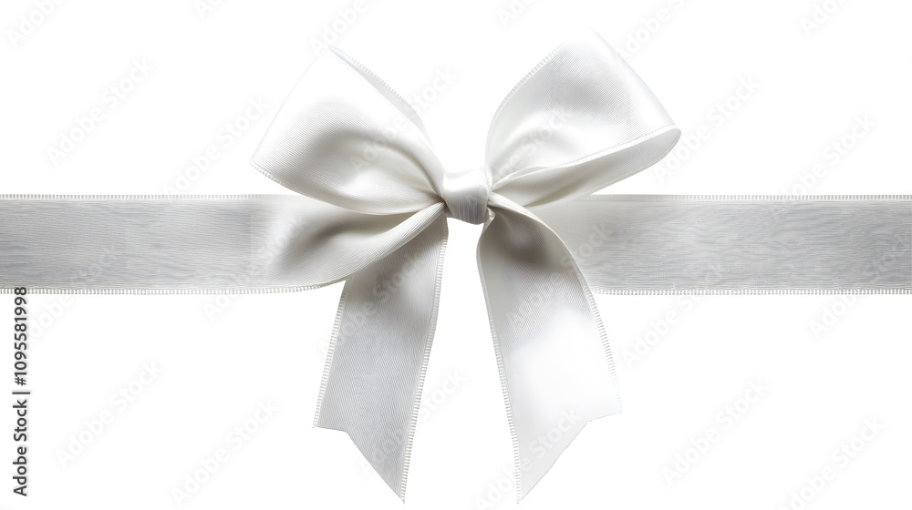 white gift bow with smooth ribbons, isolated on white background. PNG transparent. white gift bow with smooth ribbons, isolated on white background. PNG transparent.