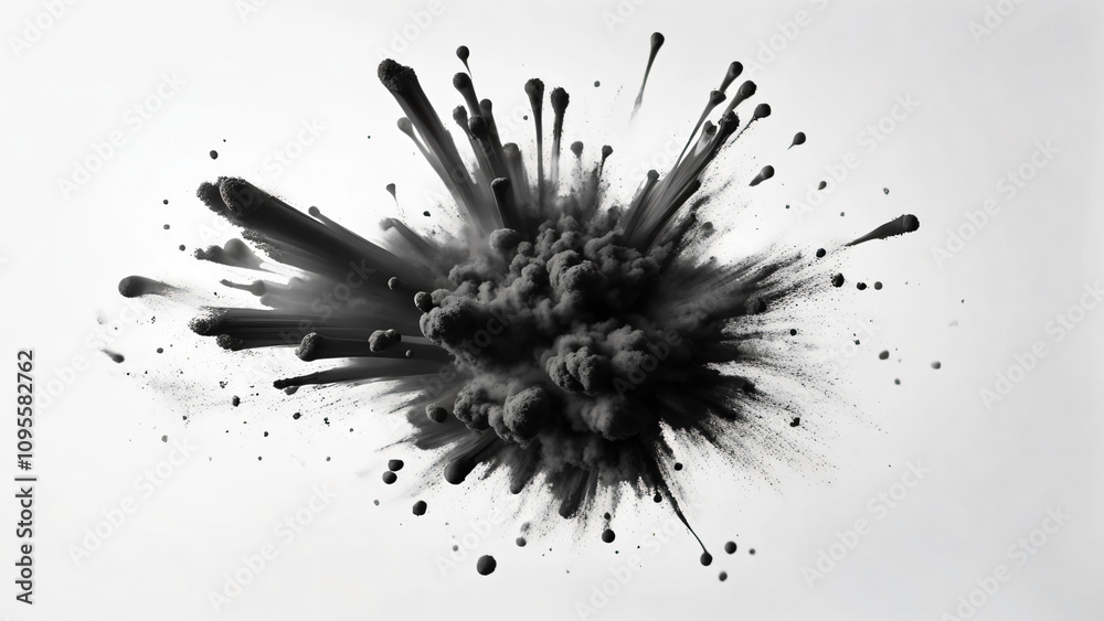 Dynamic Ink Explosion on White Background Dynamic Ink Explosion on White Background