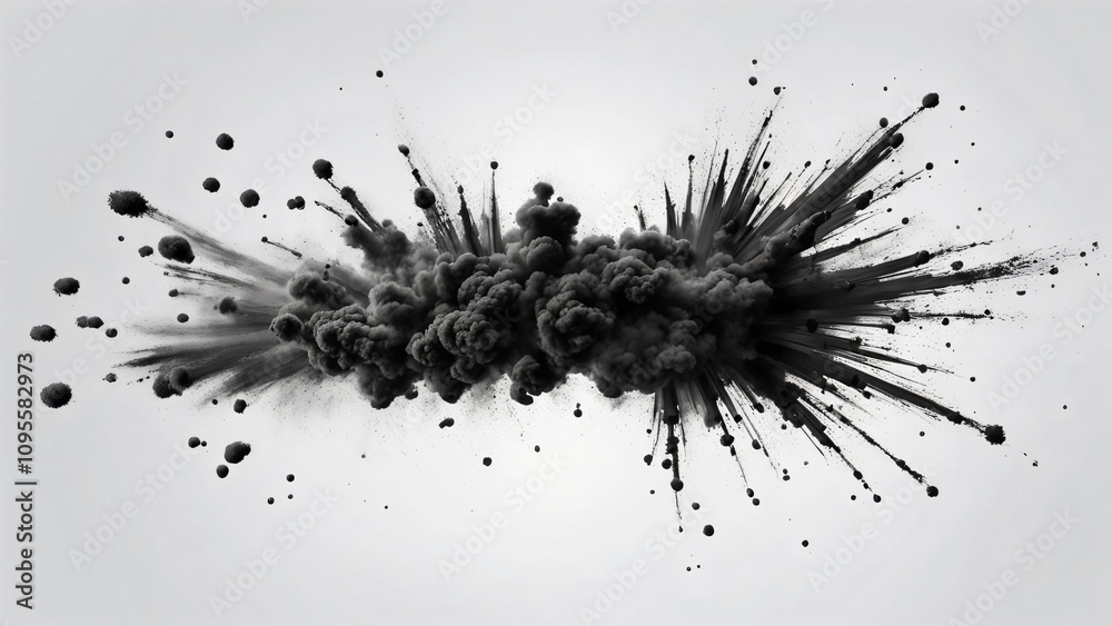 Dynamic Ink Explosion on White Background Dynamic Ink Explosion on White Background