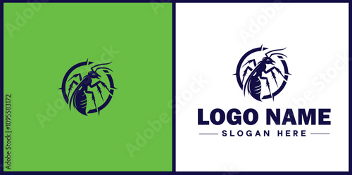  Pest Control icon Exterminating services Vermin control Insect control flat logo sign symbol editable vector