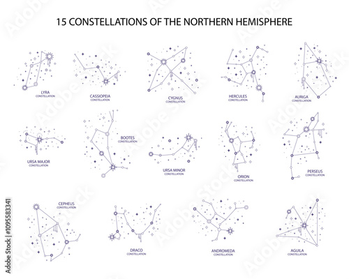 Constellations of the northern hemisphere set vector