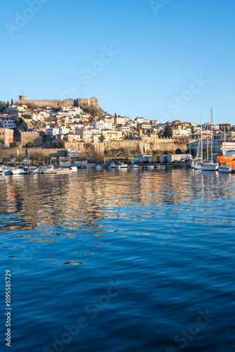 Sunset Panorama of city of Kavala, Greece