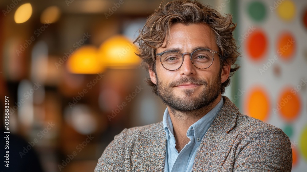 Obraz premium Portrait of a Man with Glasses and Beard