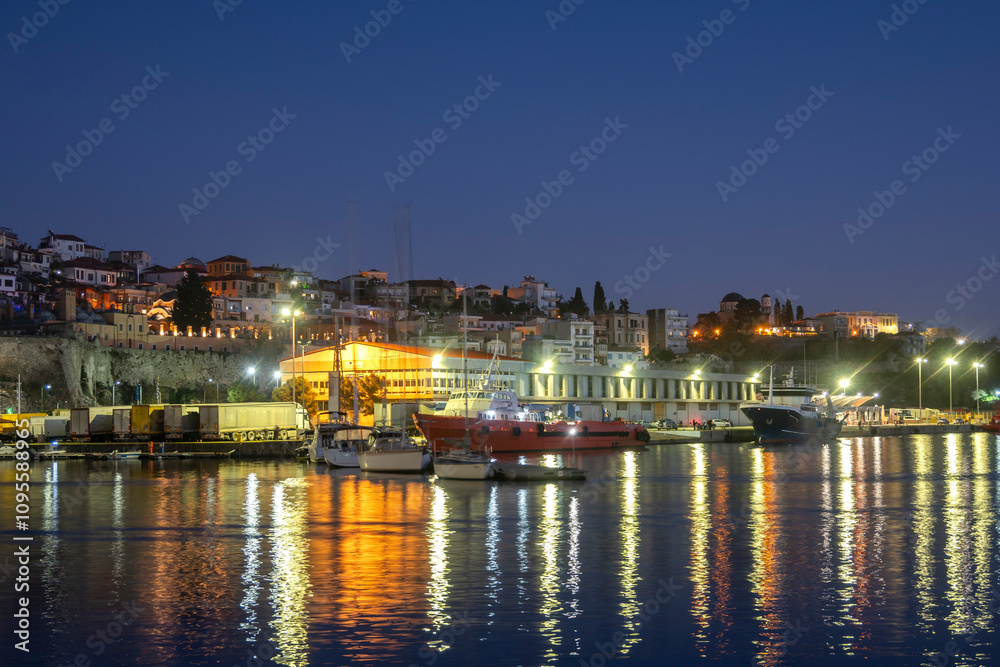 Sunset Panorama of city of Kavala, Greece Sunset Panorama of city of Kavala, Greece