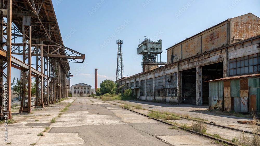 Industrial landscape with weathered metal and peeling paint, weathered metal, peeling paint Industrial landscape with weathered metal and peeling paint, weathered metal, peeling paint