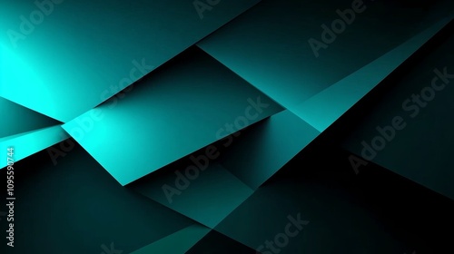 Teal Black Geometric Abstract Background with 3D Effect and Smooth Gradients